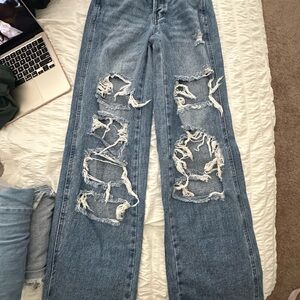 Distressed Blue Jeans